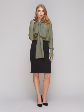 Зёленая блуза с шарфом2869 купить