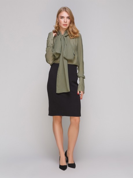 Зёленая блуза с шарфом2869 купить