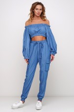 Штани з легкого джинсу з кишенями фото 0