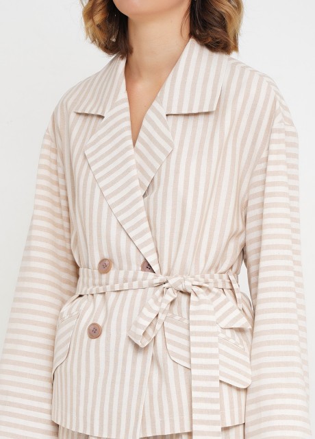 Жакет у смужку під пояс2618 купить