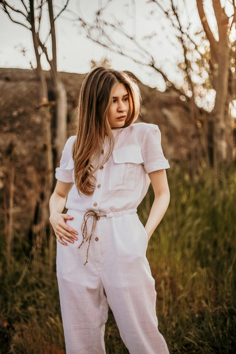 Білий бавовняний комбінезон2671 купить