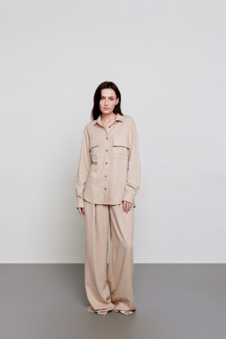 Лляні бежеві брюки 36043604 купить