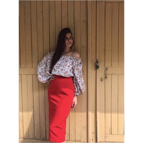 Красная юбка-карандаш1954 купить