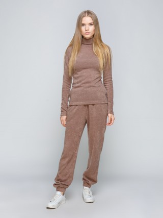 Ангоровый бежевые брюки на манжете2834 купить