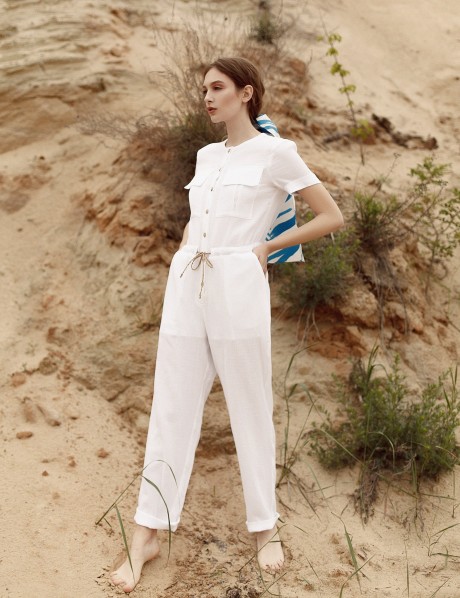 Білий бавовняний комбінезон2671 купить