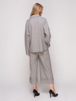 Брюки укороченные с манжетами внизу и поясом по талии фото 3