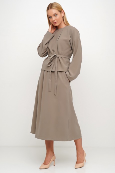 Оливкова спідниця на високій талії трапецівидної форми3023 купить