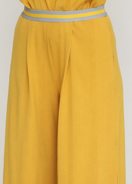 Желтые широкие брюки с карманами2547 купить