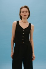 Чорний лляний жилет 3627 фото 0