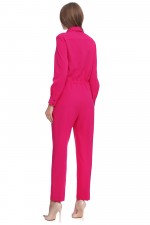 Комбинезон рубашечного типа с заужеными брюками. кулиской на поясе и застежкой на пуговицах фото 3