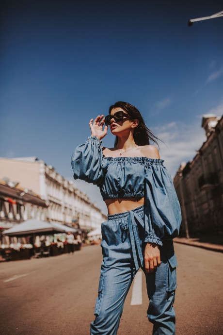 Блуза коротка із тонкого джинсу2968 купить