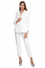 Молочний приталений жакет фото 2