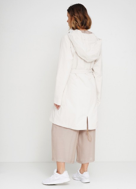 Белая парка под пояс с пуговицами2559 купить
