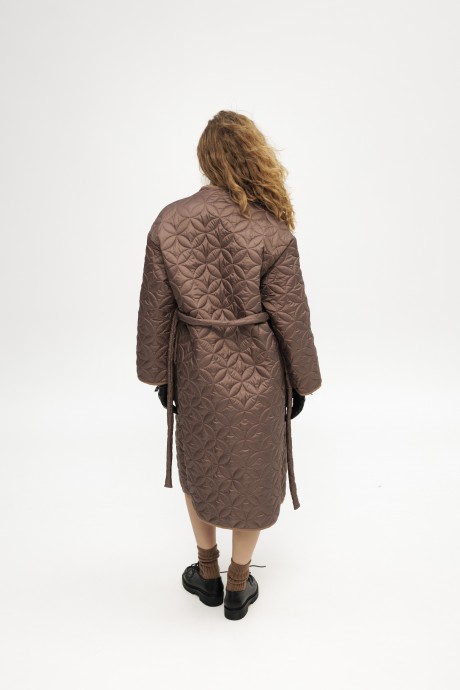 Коричневе стьобане пальто 39163916 купить