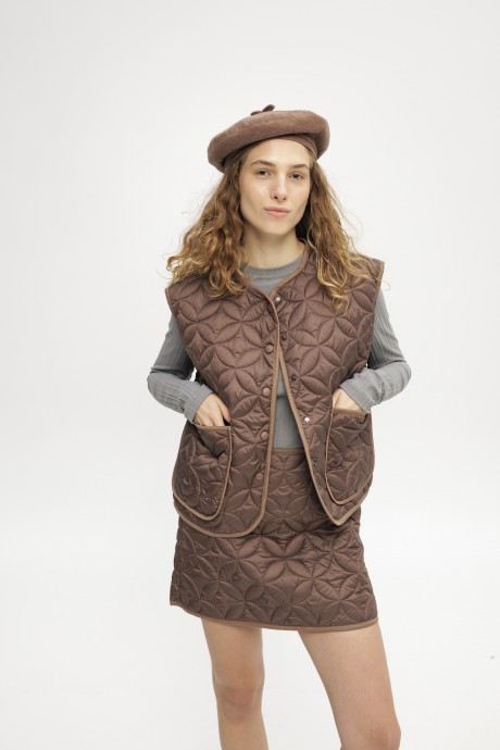 Коричнева стьобана спідниця 39143914 купить