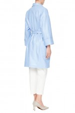 Голубой плащ с английским воротником фото 1