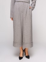 Брюки укороченные с манжетами внизу и поясом по талии фото 1