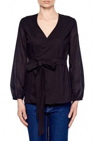 Черная блуза на запахе1903 купить