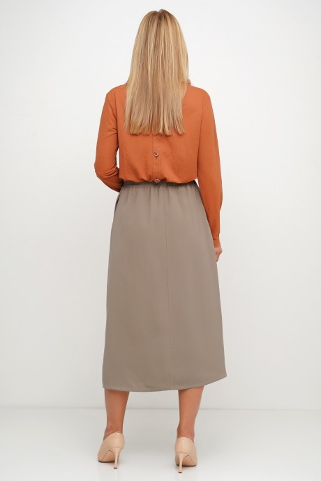 Оливкова спідниця на високій талії трапецівидної форми3023 купить