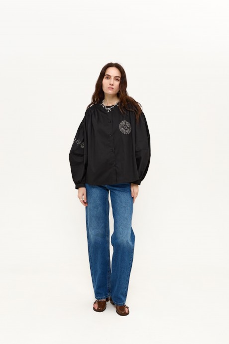 Чорна блуза з вишивкою 38213821 купить