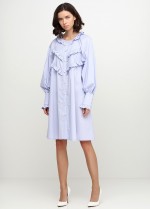 Голубое платье с рюшей по рукаву фото 0