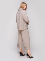 Укороченные брюки с манжетами внизу и поясом по талии фото 1