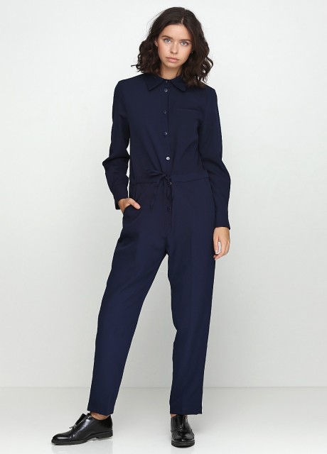 Синий рубашечный кобминезон2428 купить