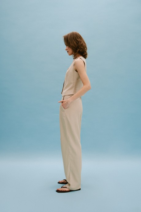 Бежевий лляний жилет 36563656 купить