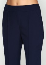 Синие укороченные брюки на высокой талии фото 2