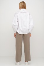 Оливкові штани на високій талії фото 5