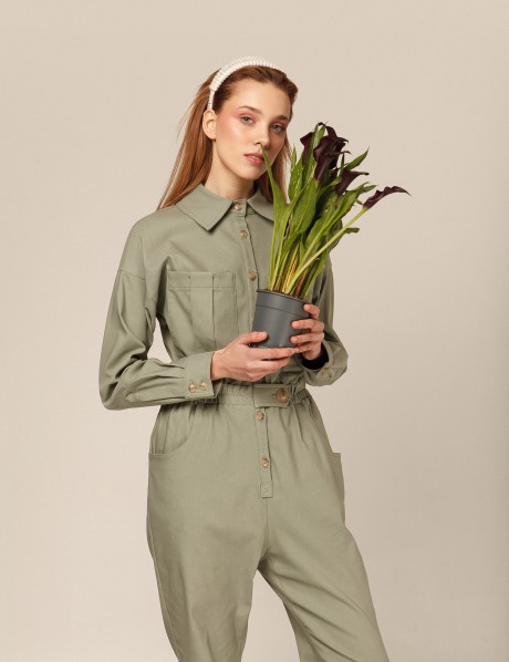 Зеленый комбинезон в стиле милитари2949 купить