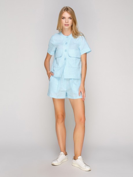 Короткая блуза с коротким рукавом и накладными карманами на груди2704 купить
