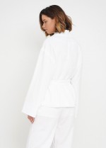 Білий лляний жакет фото 1