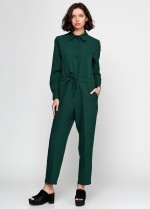 Смарагдовий комбінезон із костюмної тканини фото 0