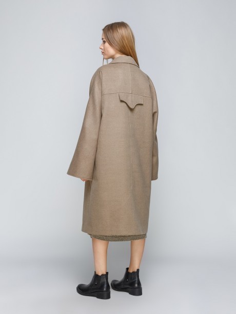 Вільне демісезонне пальто оливкового кольору2837 купить