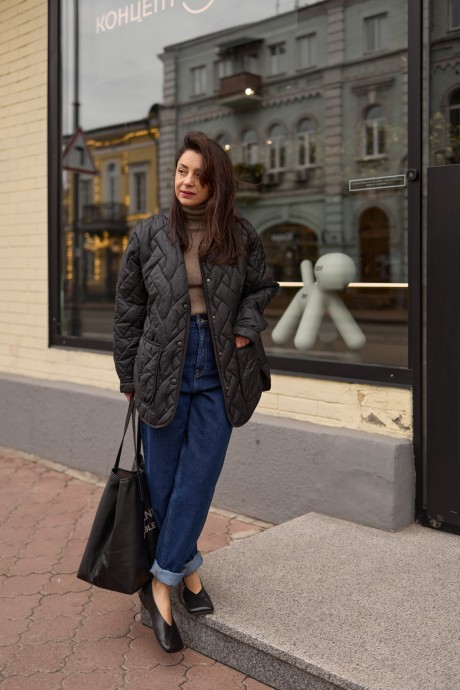 Чорна стьобана куртка 40464046 купить