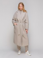 Зимнее длинное пальто на запах с утеплителем фото 0