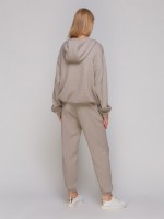 Сіро-бежеві звужені штани на манжеті фото 1