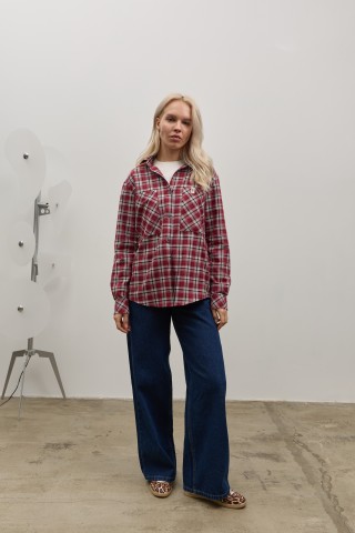 Бордова картата сорочка 40664066 купить