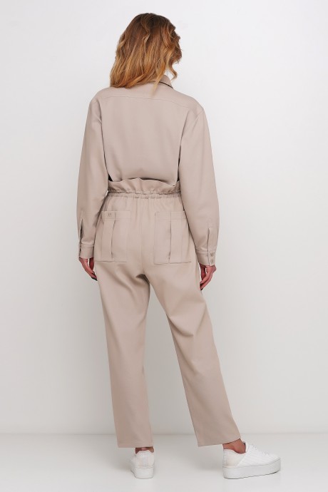 Бежевые брюки на высокой талии с рюшей2946 купить