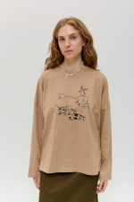 Бежевий лонгслів 4020 фото 2