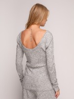 Облягаючий светр із довгим рукавом та відкритою спиною фото 2