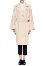 Бежевое пальто средней длины фото 0