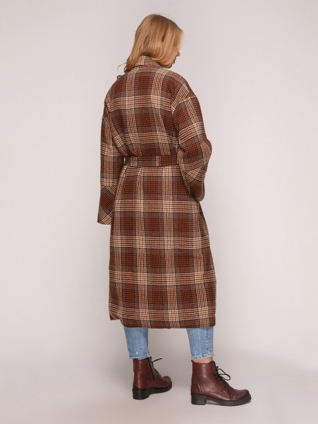 Демисезонное пальто на запах миди длины2828 купить