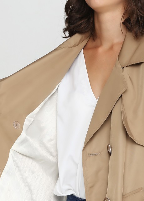 Бежевый плащ2419 купить