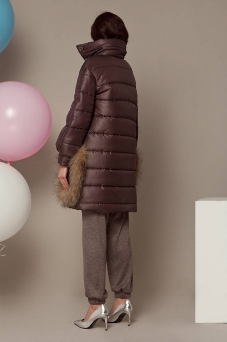 Пальто с меховой отделкой на карманах1546 купить