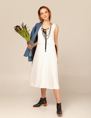 Прикраса на шию з довгих ланцюгів та кілець сірого та чорного кольору2959 купить