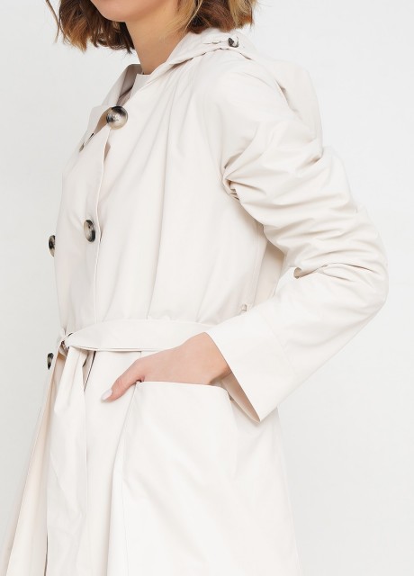 Белая парка под пояс с пуговицами2559 купить