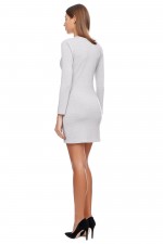 Коротка срібляста сукня, прямого силуету зі складанням по грудях. фото 1