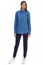 Джинсова сорочка прямого силуету з кишенями 2922 фото 0